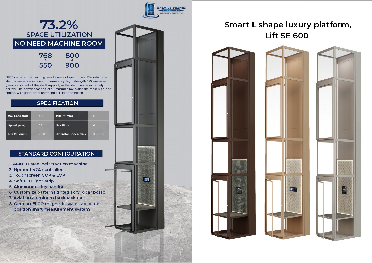 Smart L-Shape Luxury Platform Lift SE 600